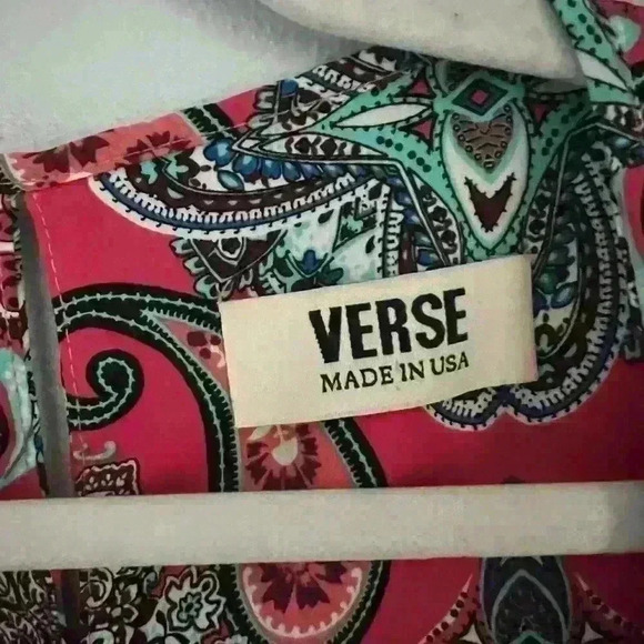 Verse Top Womens Size Large Jory Split Neck Sleeveless Blouse Pink Paisley - Picture 2 of 4